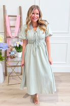 Sia Puff Sleeve Pleated Detailed Midi Dress - Be You Boutique