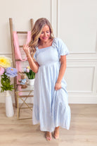 Pamela Blue Embroidered Dotted Dress - Be You Boutique