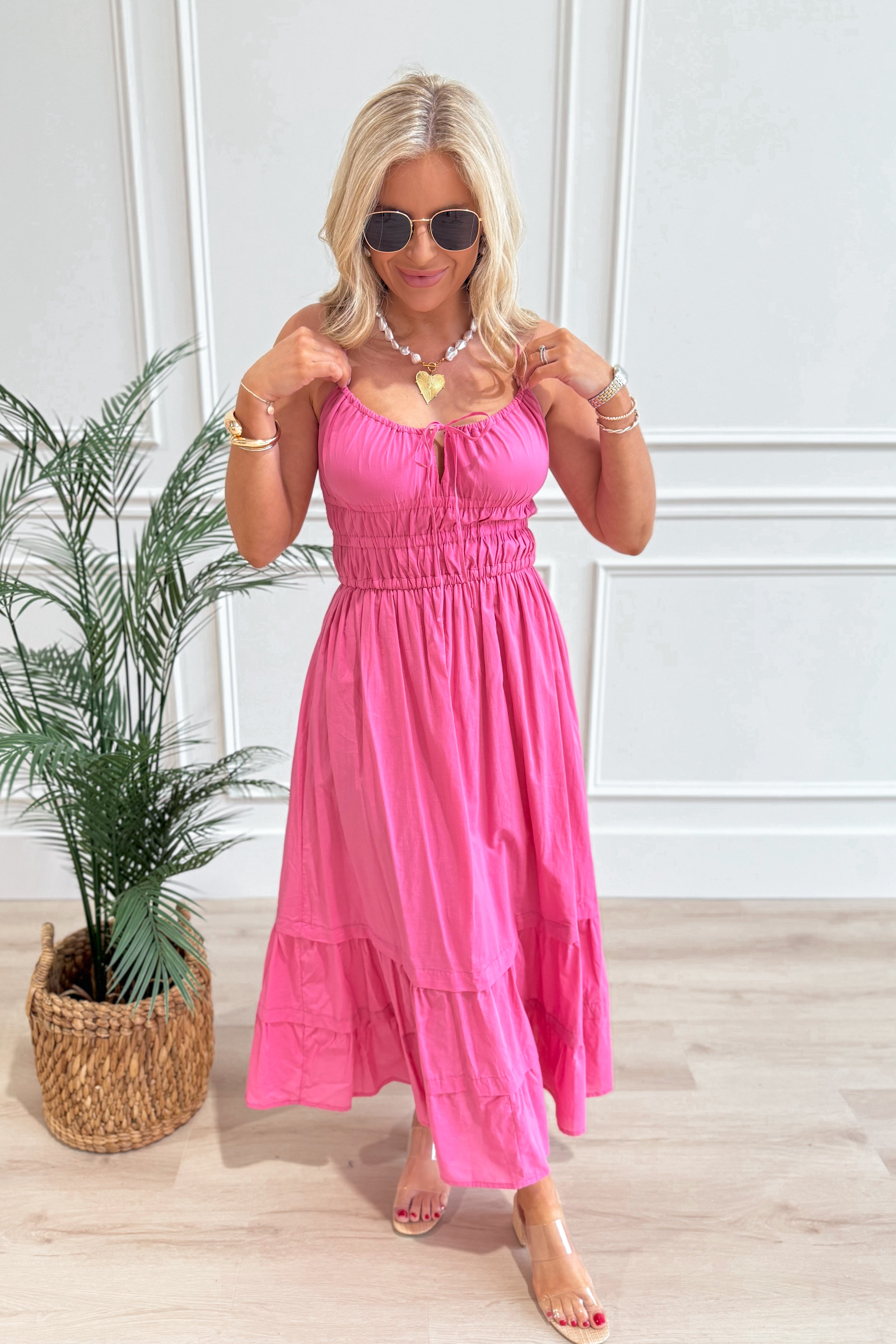 Logan Front Tie Ruffle Hem Maxi Dress - Be You Boutique