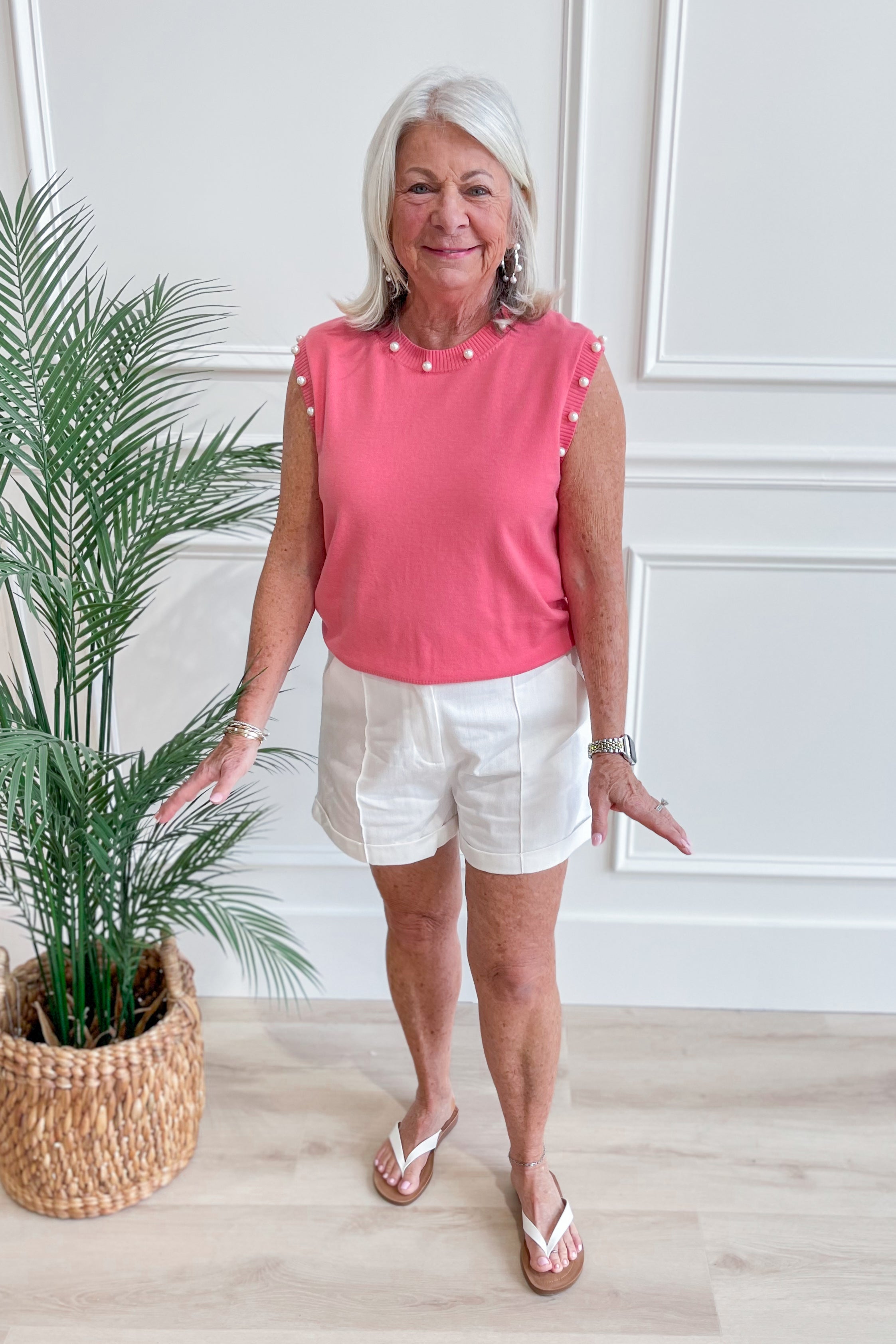 Rosie Pearl Embellished Sleeveless Top - Be You Boutique