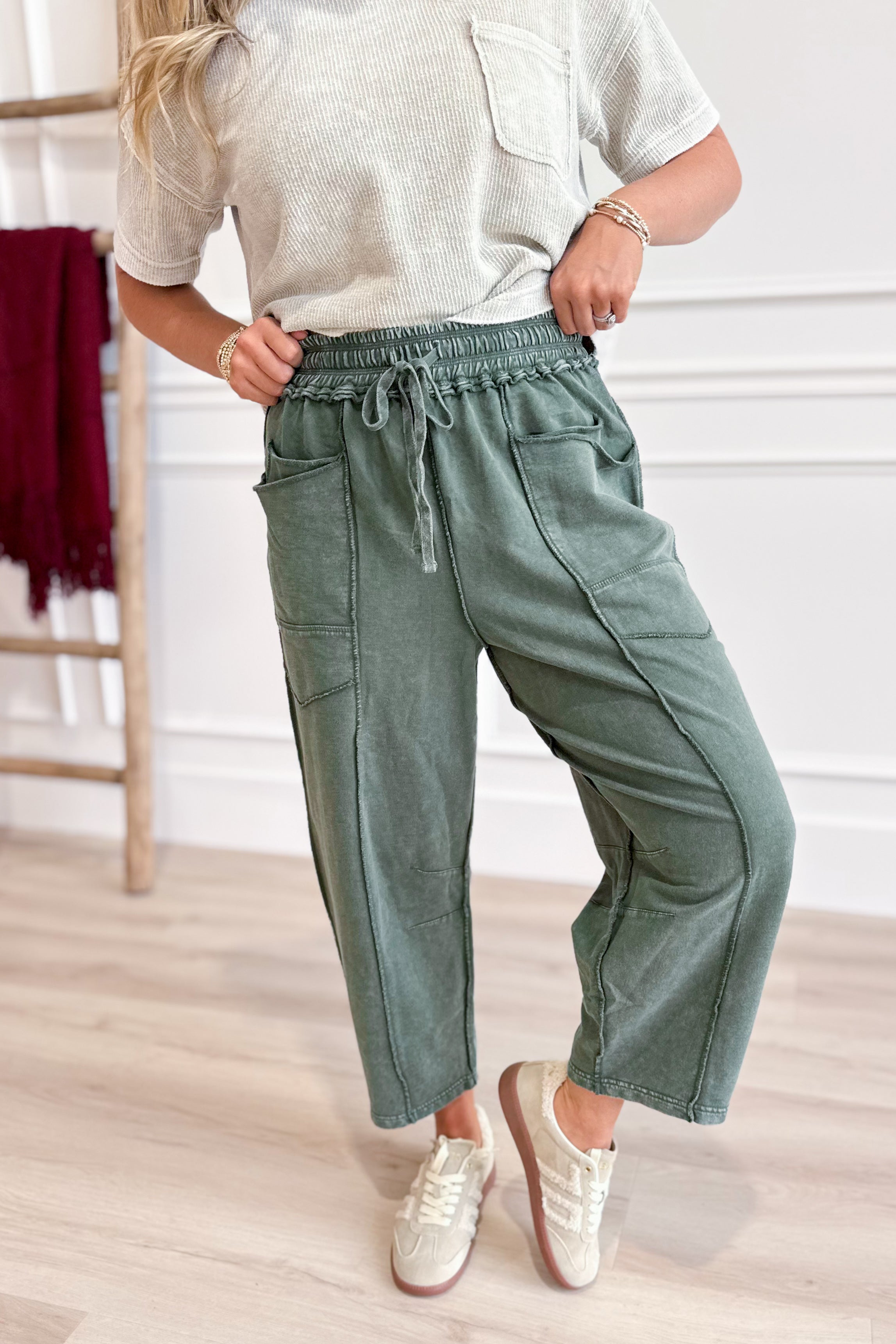 Vinny Mineral Washed Terry Knit Pant - Be You Boutique