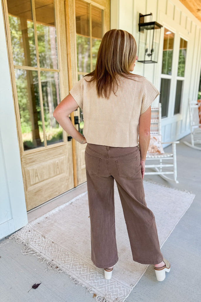Dara Acid Wash High Rise Wide Leg Pant - Be You Boutique