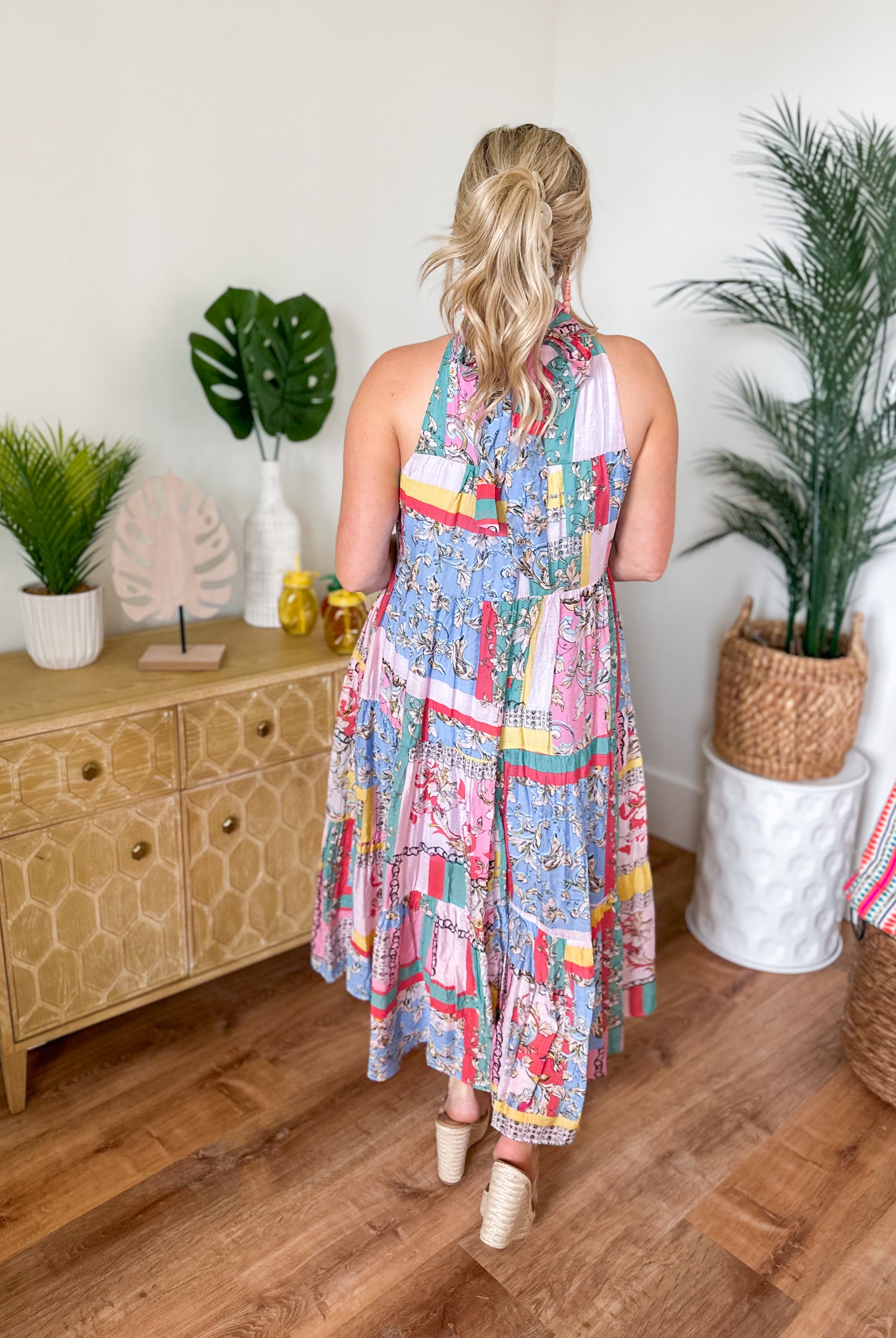 Beth Printed Sleeveless Tiered Midi Dress - Be You Boutique