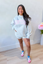 Kentucky Pink Striped Mock Embroidered Sweatshirt from BUCKET LIST 137 Graphic Sweatshirts collection, showing pink and white striped fabric.