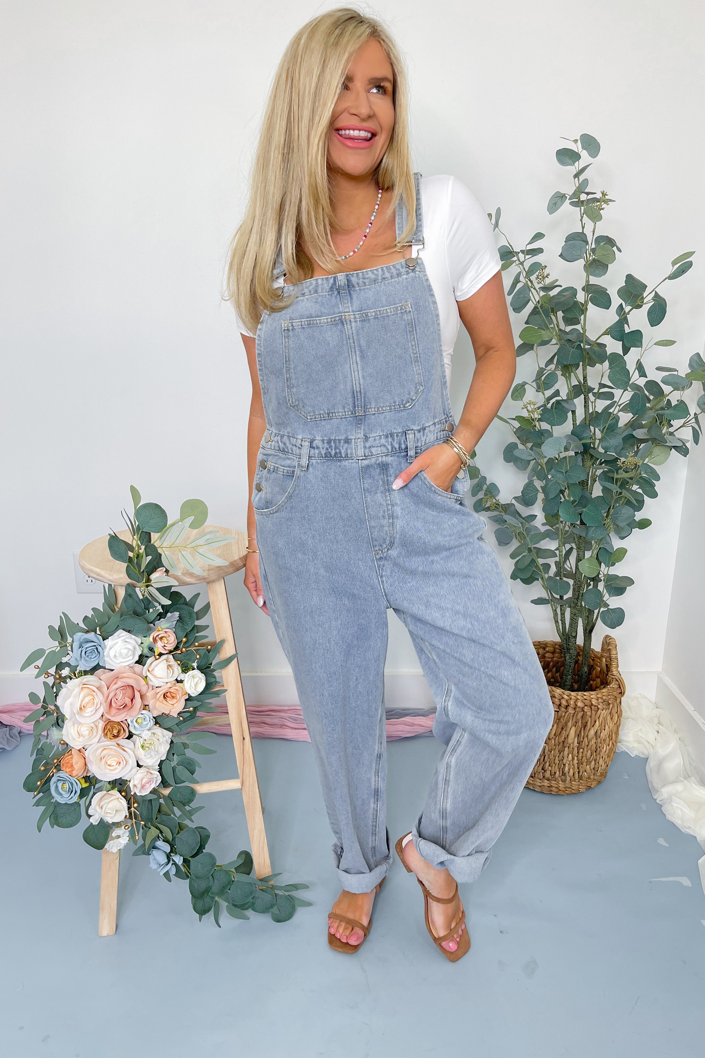 Georgie Washed Denim Overall Jumpsuit - Be You Boutique