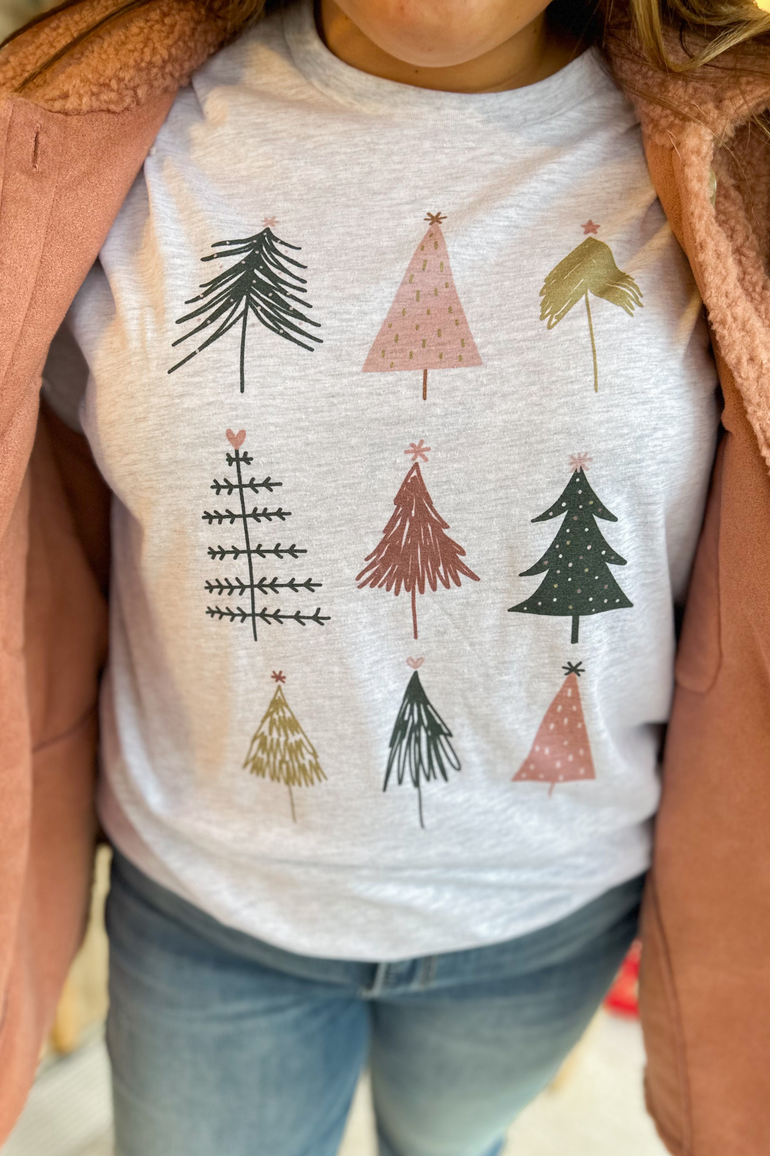 Colorful Christmas Trees Festive Graphic Tee - Be You Boutique