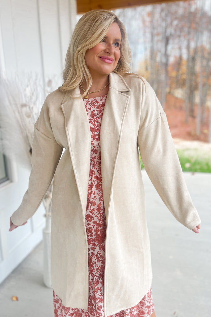 Gia Long Sleeve Suede Coat Jacket - Be You Boutique