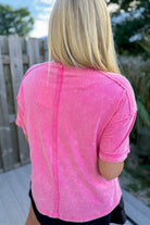 Clara Short Sleeve Washed Knit Pocket Tee - Be You Boutique