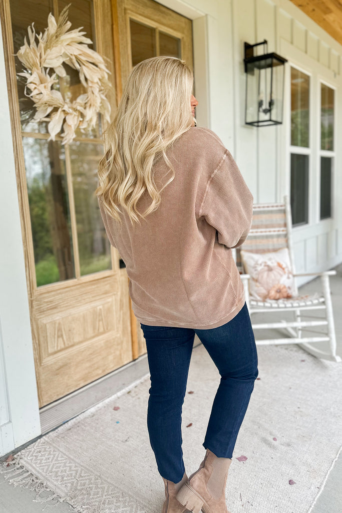Nathanial Essential Luxe Corded Long Sleeve Crew Sweatshirt - Be You Boutique