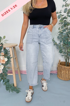 Risen Zach Mid Rise Barrel Jeans [1-3XL] - Be You Boutique