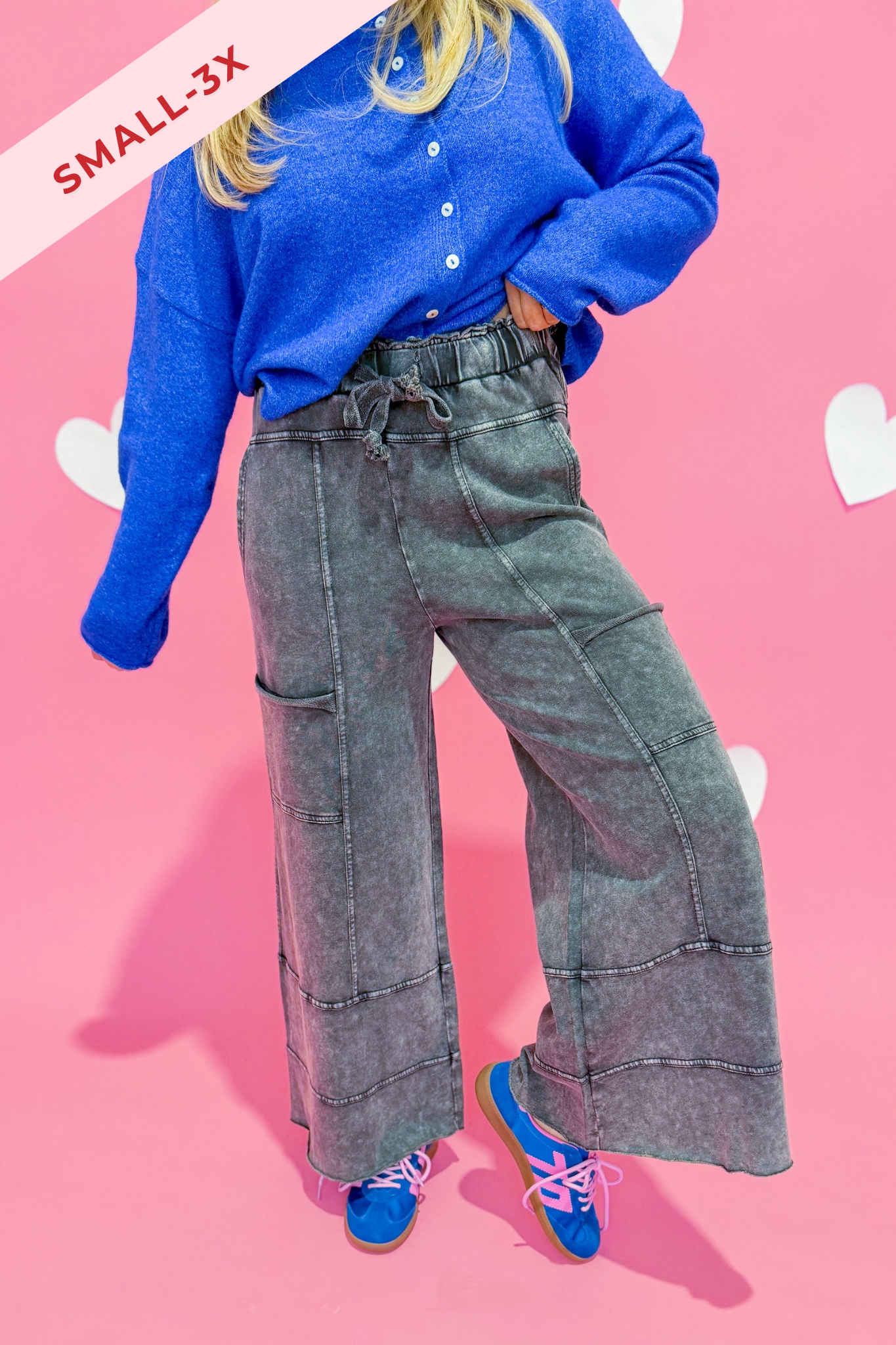 Bradley Mineral Washed Terry Knit Wide Leg Pants - Be You Boutique