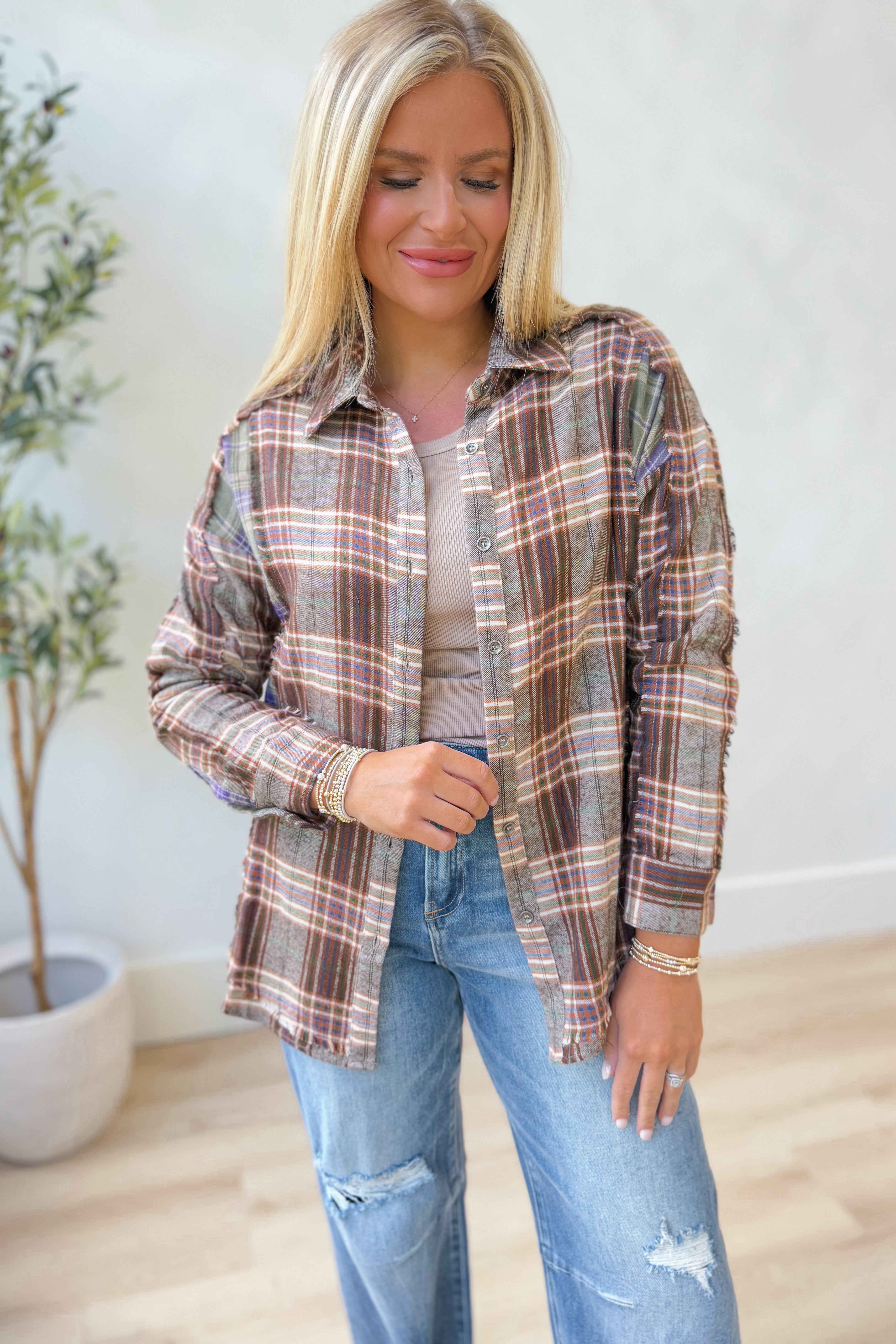 Simpson Plaid Button Down Flannel - Be You Boutique