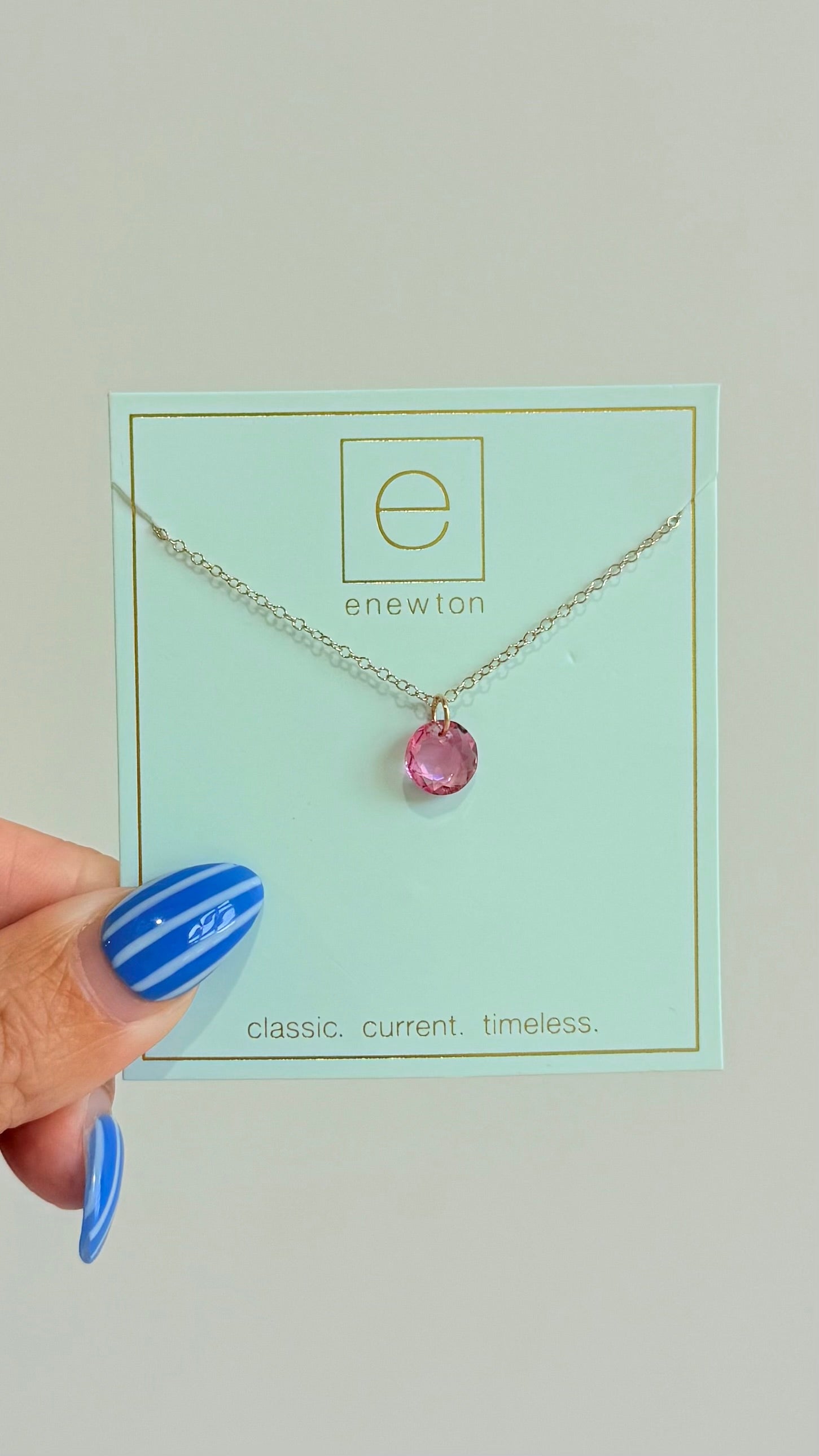 Enewton 16-inch classic birthstone necklace with a sparkling gemstone pendant, elegant jewelry for special occasions.
