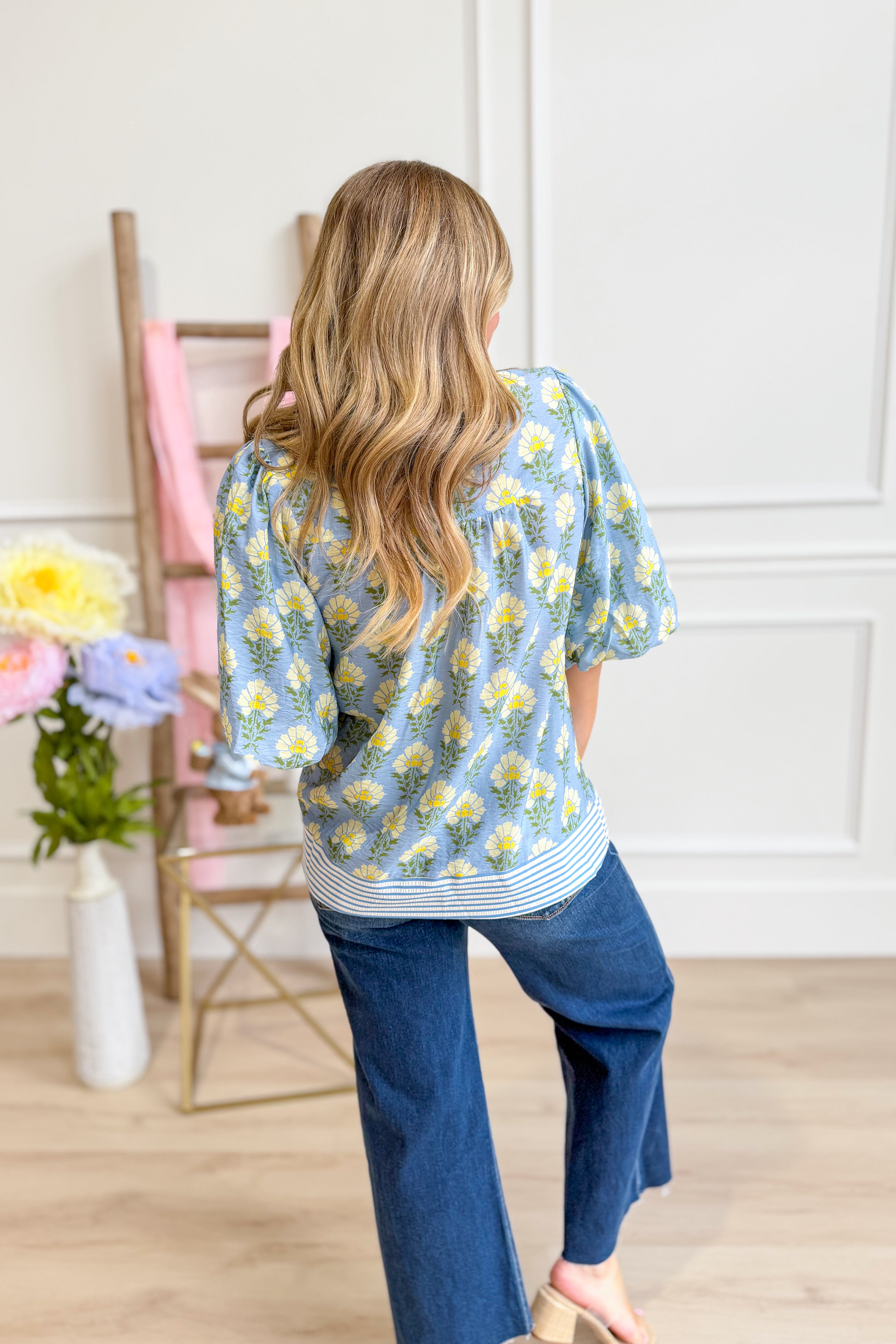 Blakely Ruffle Neck Floral Top - Be You Boutique