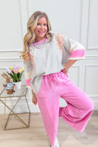 Caris Mineral Washed Upside Down Terry Knit Wide Leg Palazzo Pants - Be You Boutique