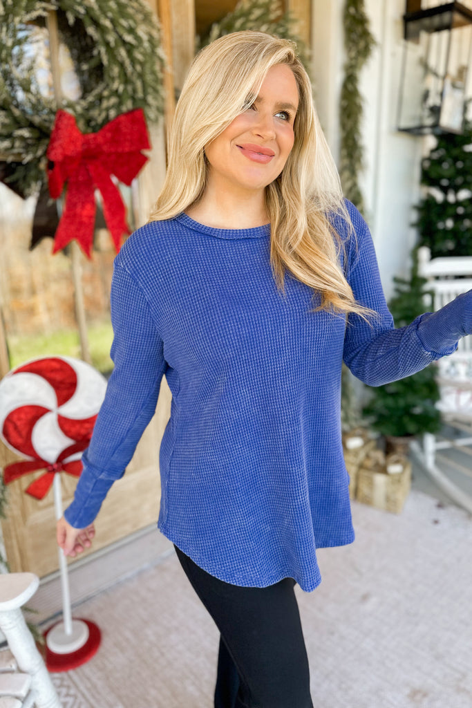 Roxy Washed Baby Waffle Knit Long Sleeve Top - Be You Boutique