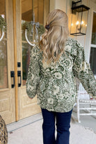 Burke Mixed Print Babydoll V Notch Collared Long Sleeve Top - Be You Boutique