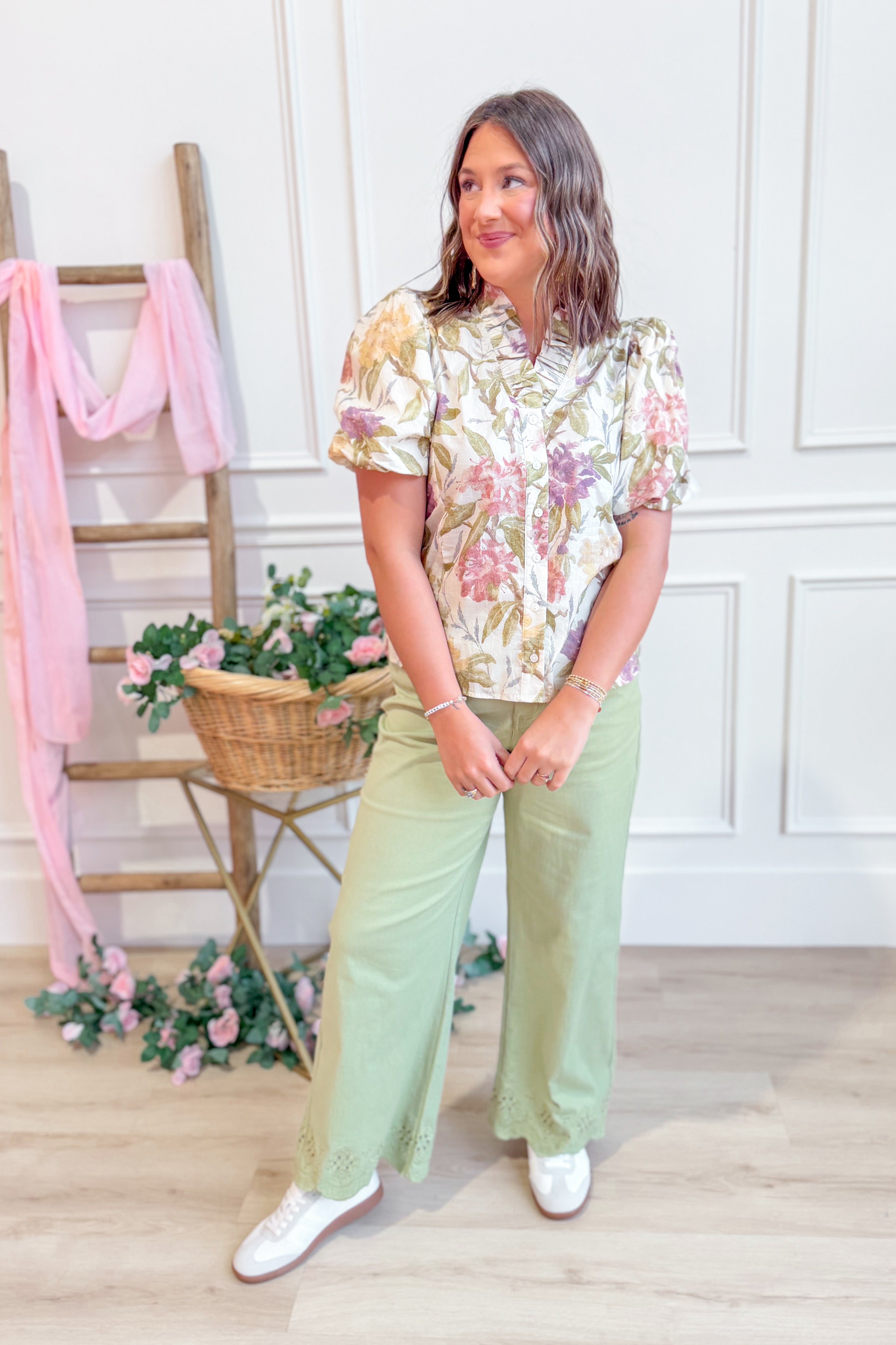 Carol Floral Printed Puff Sleeve Top - Be You Boutique