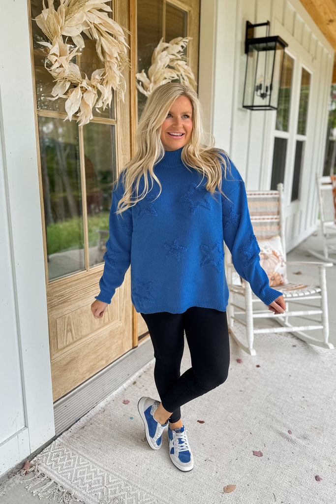 Damian High Neck Sweater with Star Detail - Be You Boutique