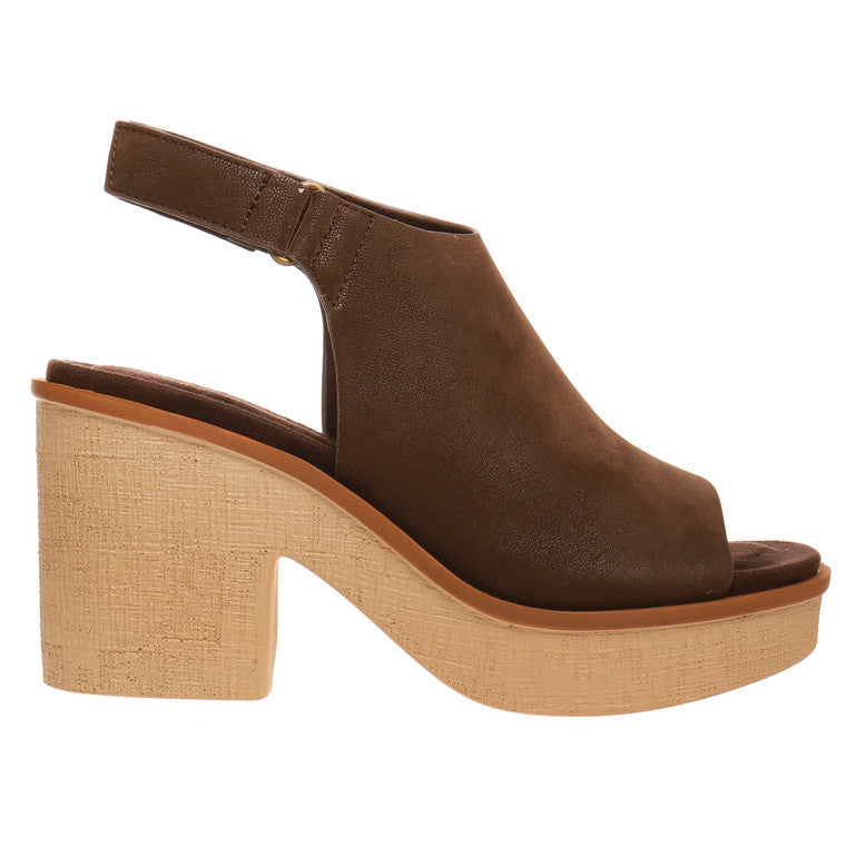 Clue Sling Back Wedge Platform Sandal with Hook and Loop Closure - Be You Boutique