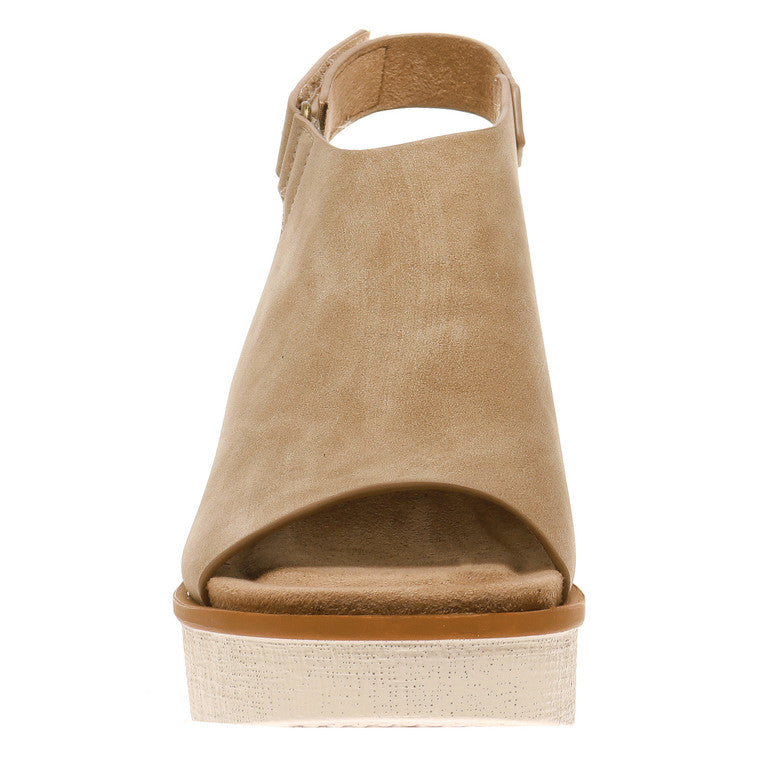 Clue Sling Back Wedge Platform Sandal with Hook and Loop Closure - Be You Boutique