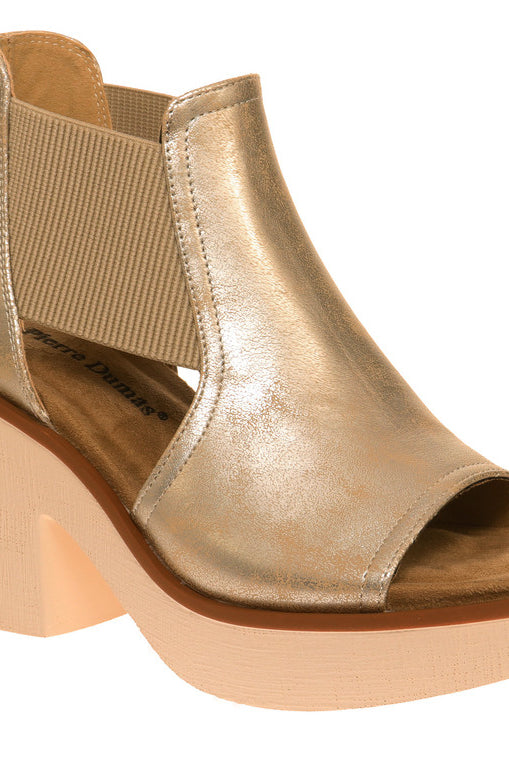 Clue Gold Wedge Platform Sandal Elastic Closure - Be You Boutique