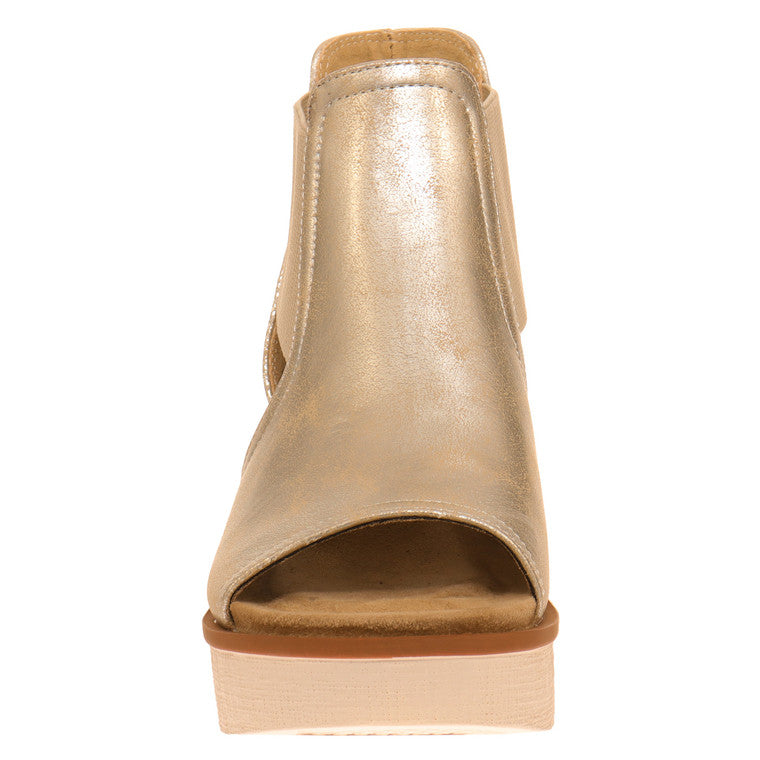 Clue Gold Wedge Platform Sandal Elastic Closure - Be You Boutique