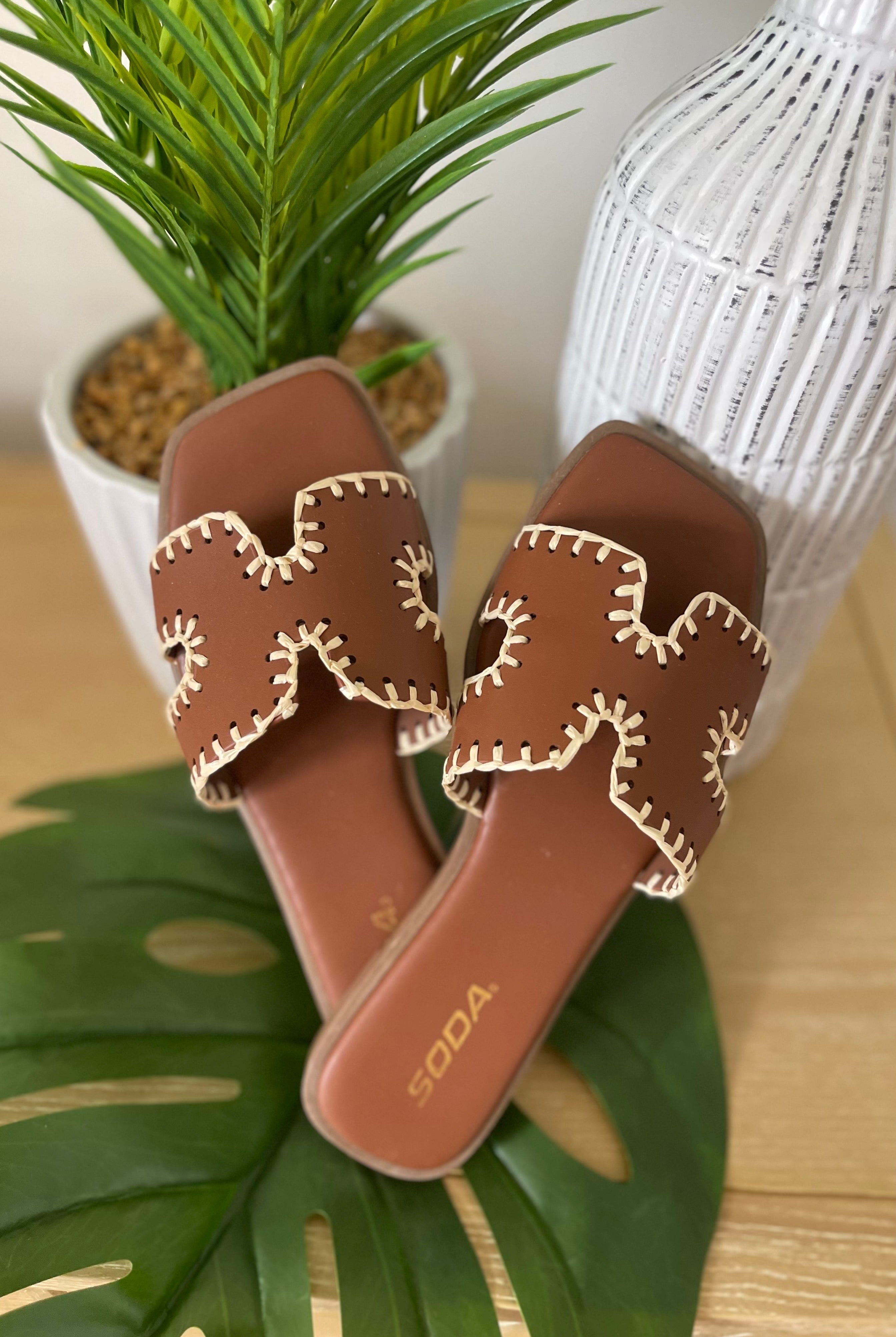 Finity H-strap Stitched Flat Slide Sandals - Be You Boutique