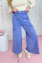 Bradley Mineral Washed Terry Knit Wide Leg Pants - Be You Boutique