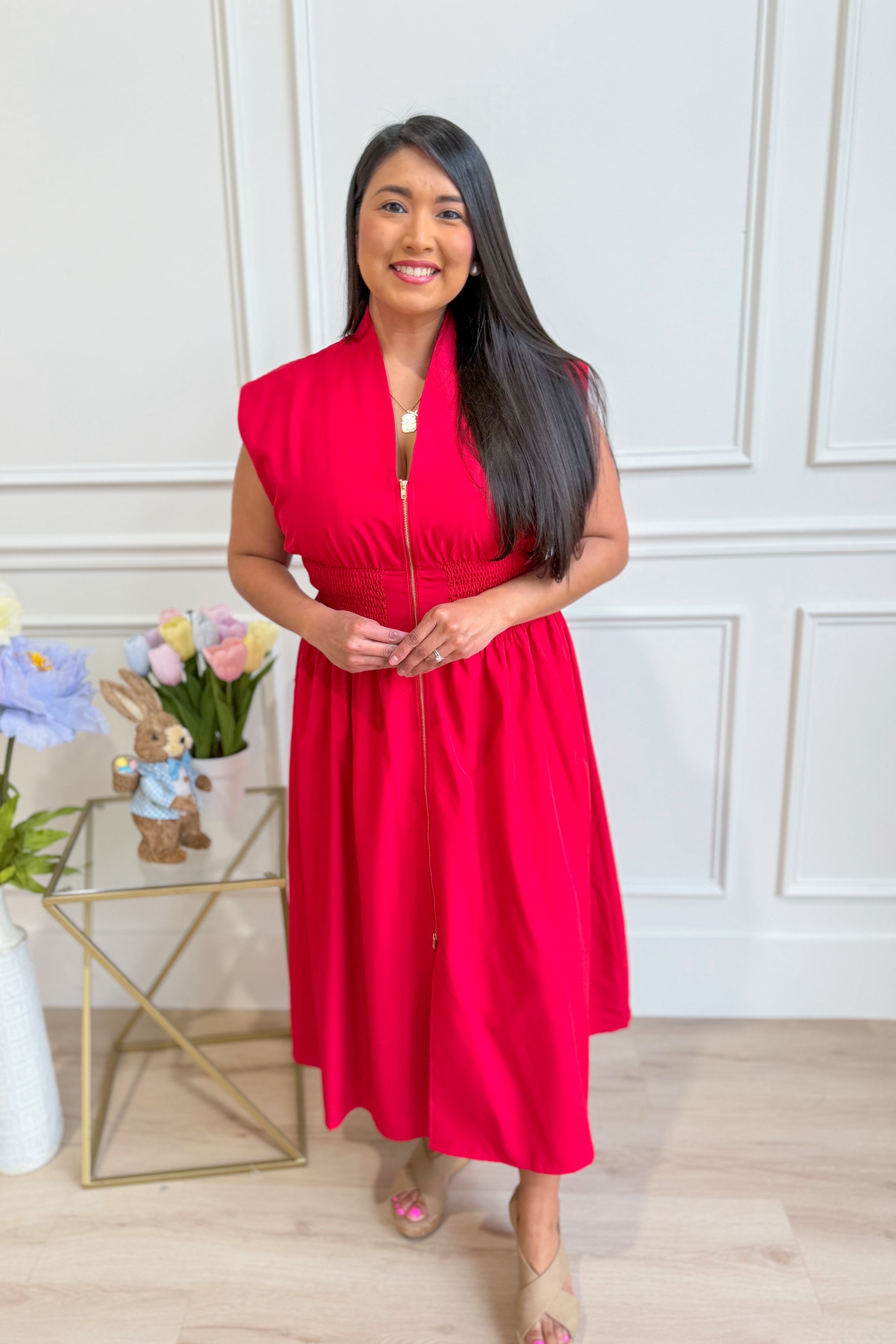 Sally Zip Up Midi Dress - Be You Boutique