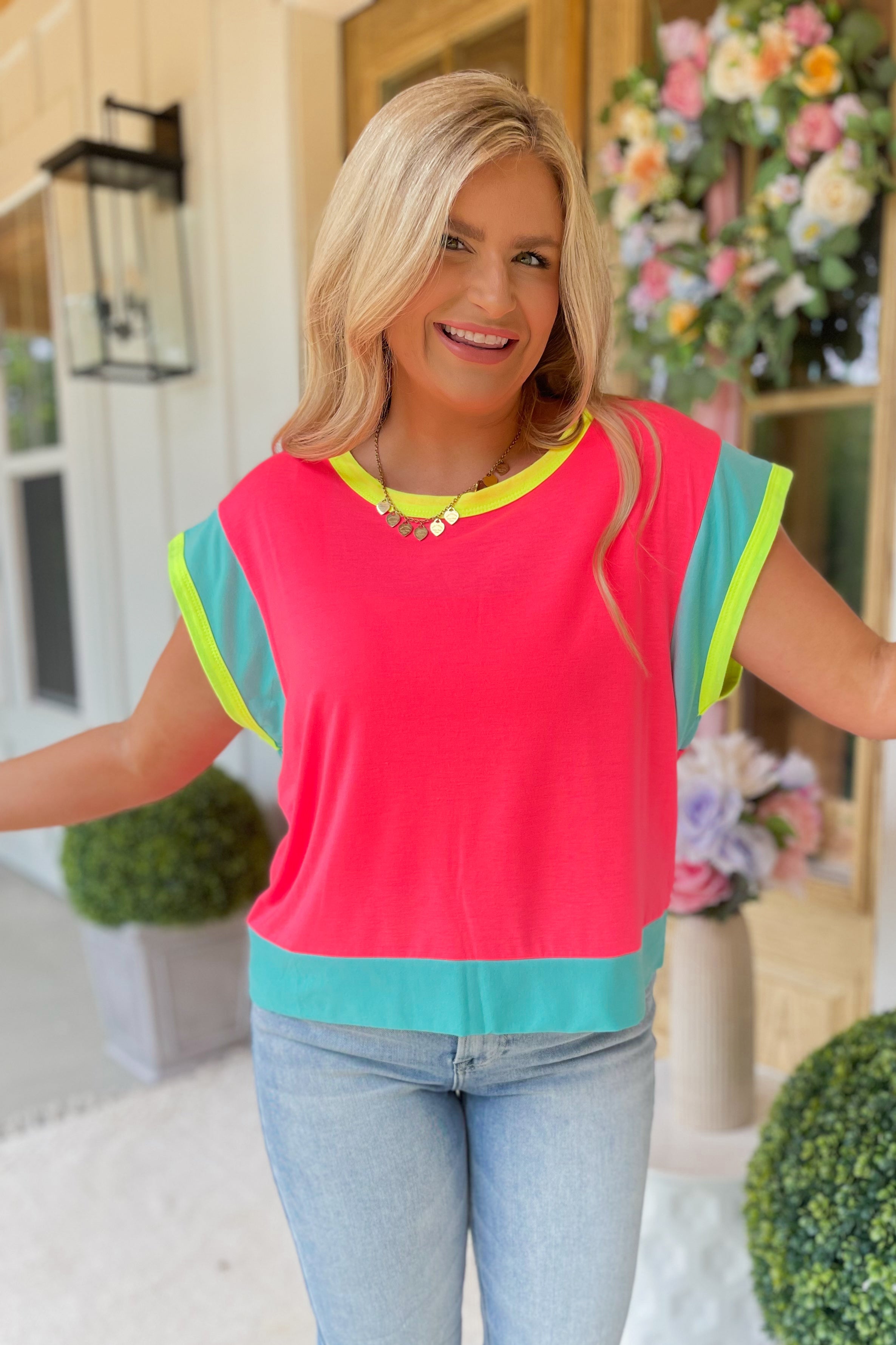 Bre Color Block Short Sleeve Top - Be You Boutique