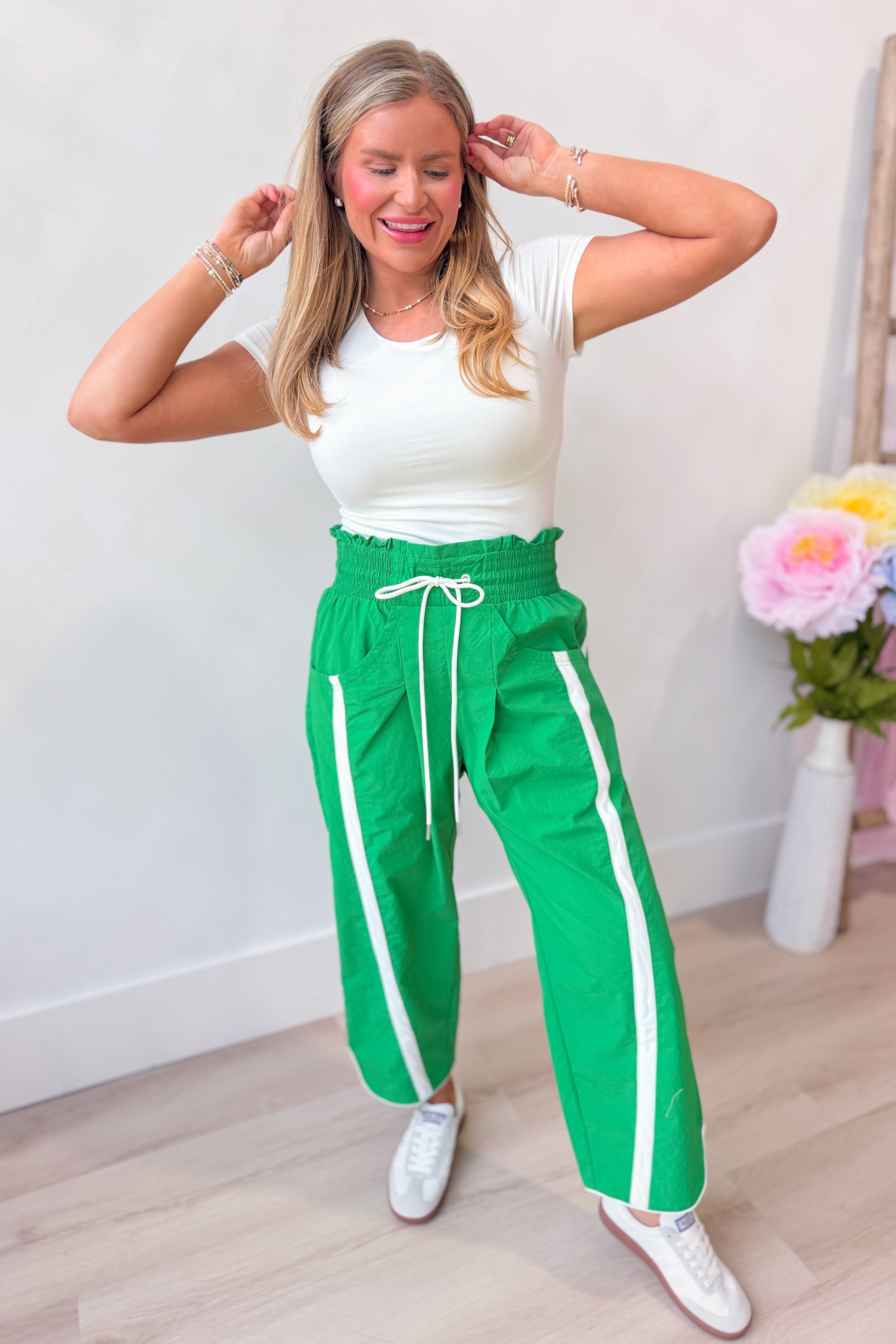 Bucket List Lenny Windbreaker contrasted stripe pant, 156 pants style, featuring bold stripe details and sporty design.