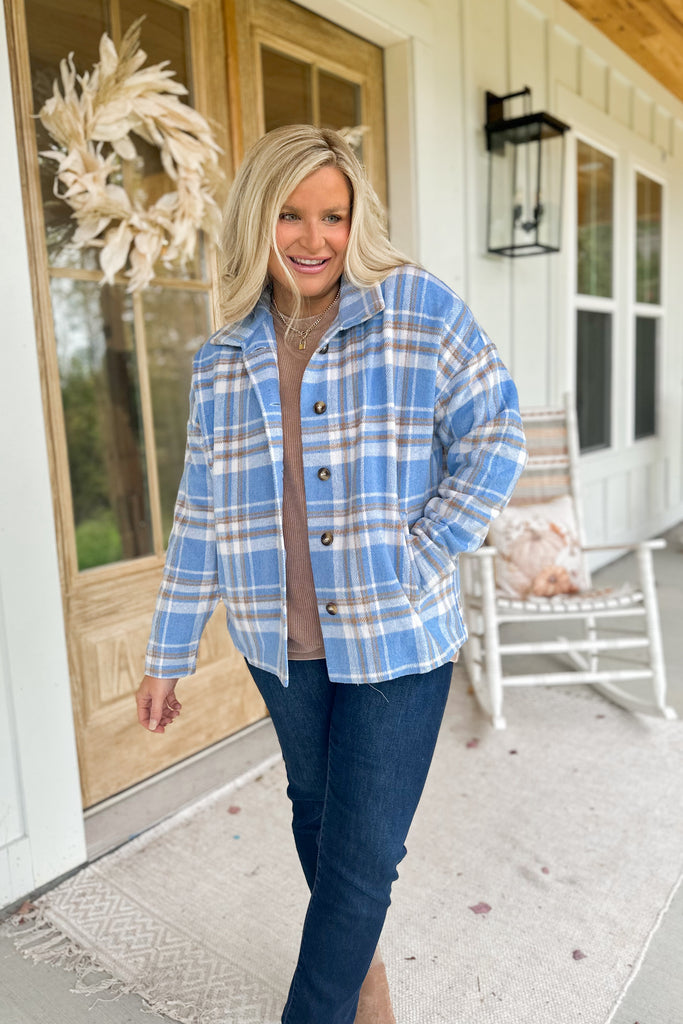 Adrian Long Sleeve Button Down Shacket Jacket Top - Be You Boutique