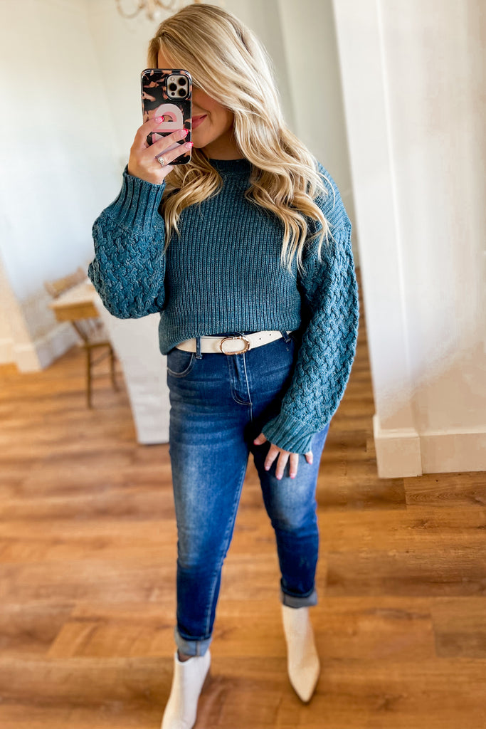 Axel Crochet Long Sleeve Knit Sweater Top - Be You Boutique