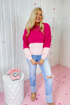 Beatrice Color Block Fuzzy Knit Pullover Sweater - Be You Boutique