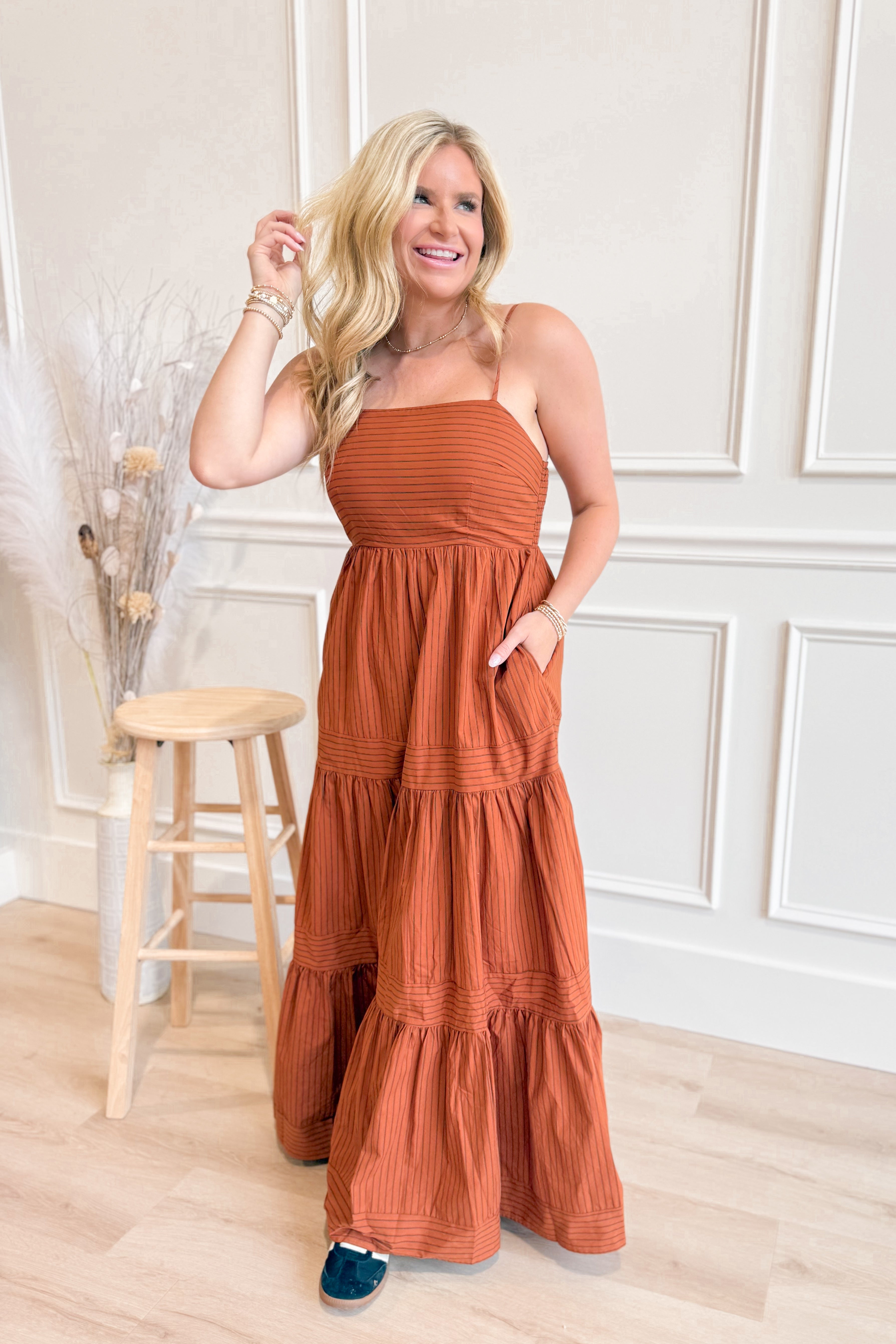 Taylor Terracotta Ridge Maxi Dress - Be You Boutique