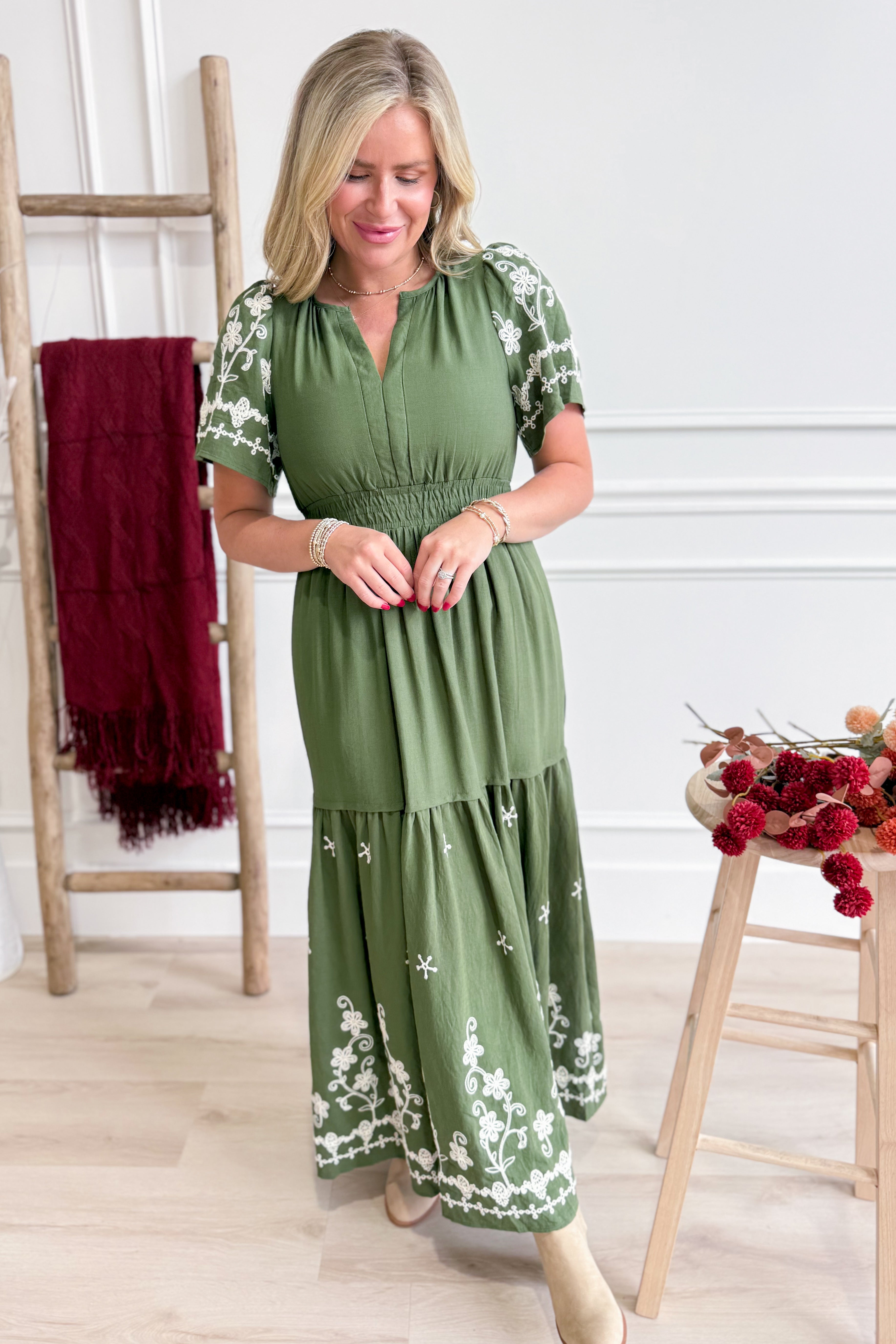 Reagan Embroidery Short Sleeve Dress - Be You Boutique