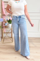 Risen Conrad Mid Rise Shimmer Wide Leg Jeans [0-3X] - Be You Boutique