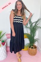 Laura Wavy Trim Detailed Sleeveless Dress - Be You Boutique