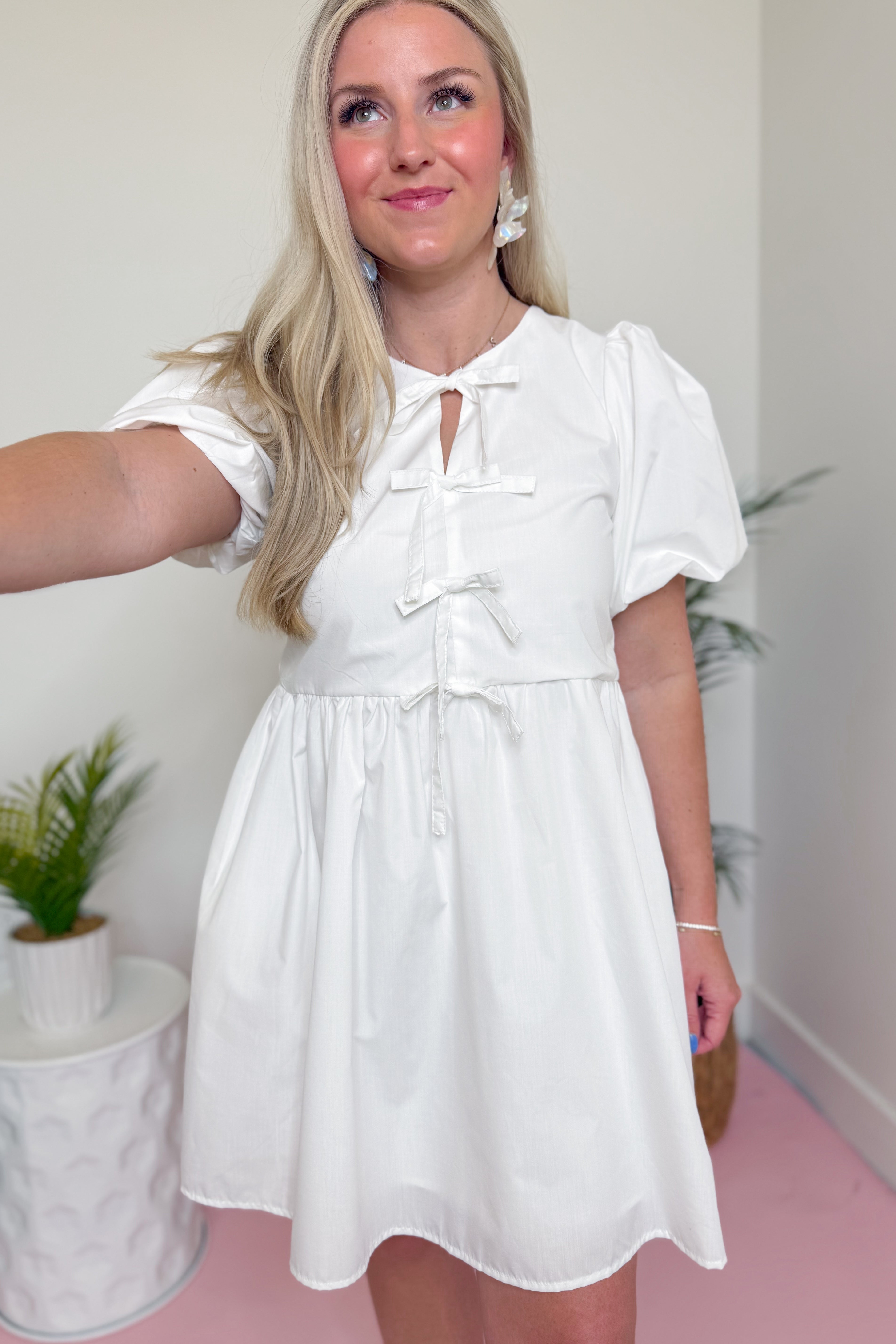 Zara Bubble Sleeve Ribbon Detail Dress - Be You Boutique