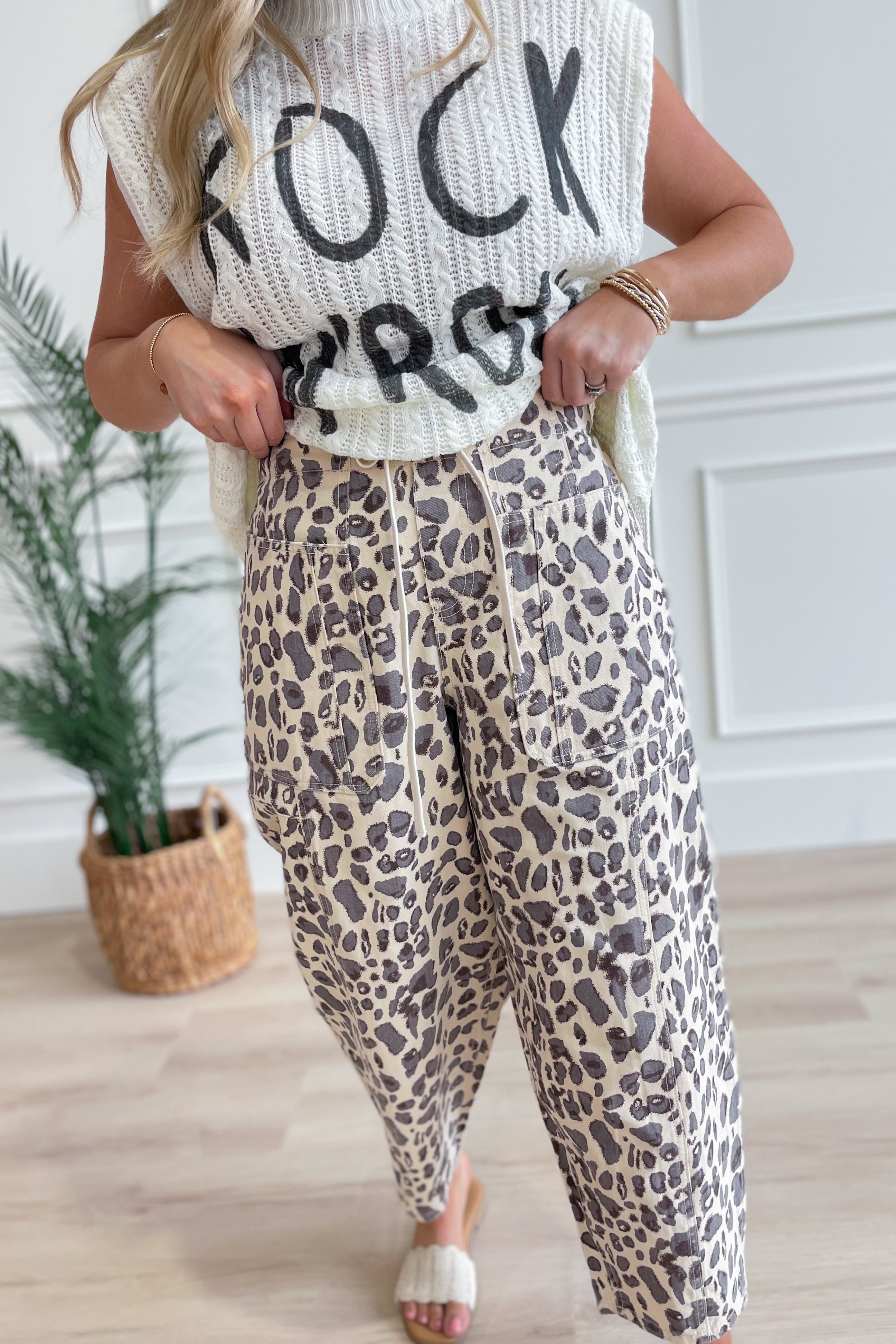 Roxie Leopard Print Barrel Pant - Be You Boutique