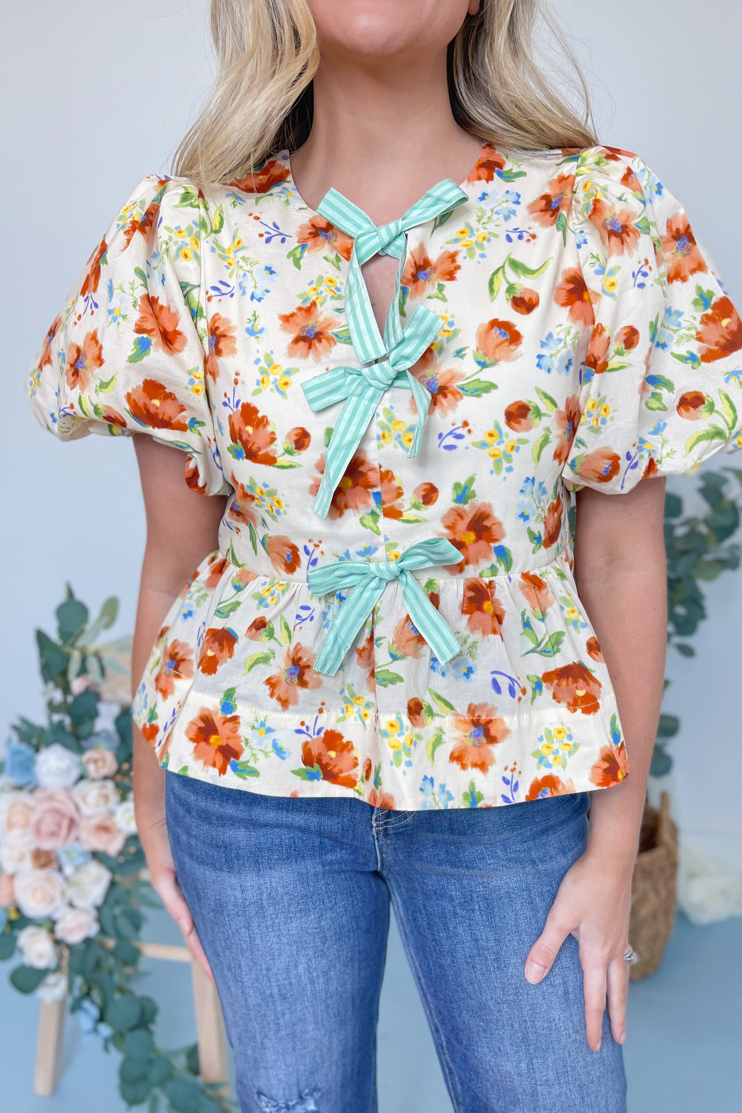 Julie Floral Peplum Top - Be You Boutique