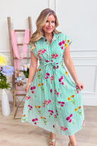 Tracey Spring Floral Tie Waist Dress - Be You Boutique