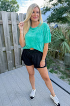 Clara Short Sleeve Washed Knit Pocket Tee - Be You Boutique