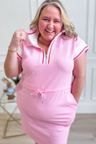 Kristi Solid Trim Cinched Waist Dress - Be You Boutique