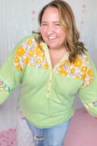 Sonny Mix Print Button Front Hoodie Pullover Top - Be You Boutique