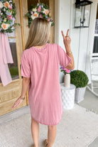 Peace Flower Patch Short Sleeve Jersey Knit Dress - Be You Boutique