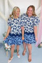 Lena Floral Ric Rac Trim Short Sleeve Dress - Be You Boutique