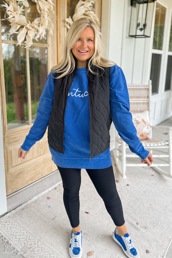 Ethan Sleeveless Quilted Zip Front Vest with Side Slits and Pockets - Be You Boutique