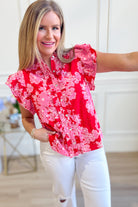 Alyson Floral Printed Flutter Sleeve - Be You Boutique